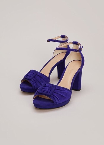 Phase Eight Blue Suede Platform Heels Blue Australia | QD8107549